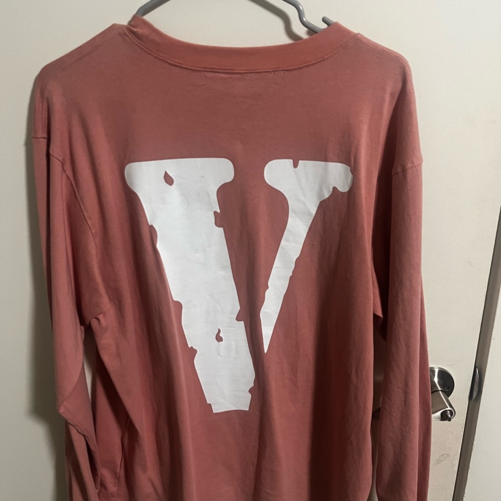 Vlone Pink Long Sleeve Shirt with White V Logo